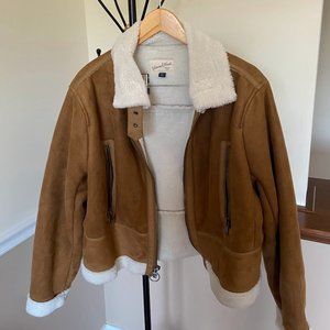 NWOT Universal Thread Faux Suede Tan Moto Jacket with Faux Shearling Lining